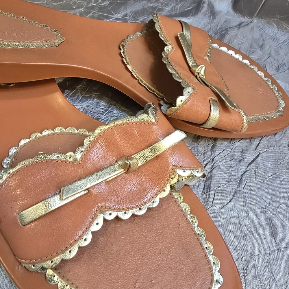 Cole Haan Orange and Gold Sandals